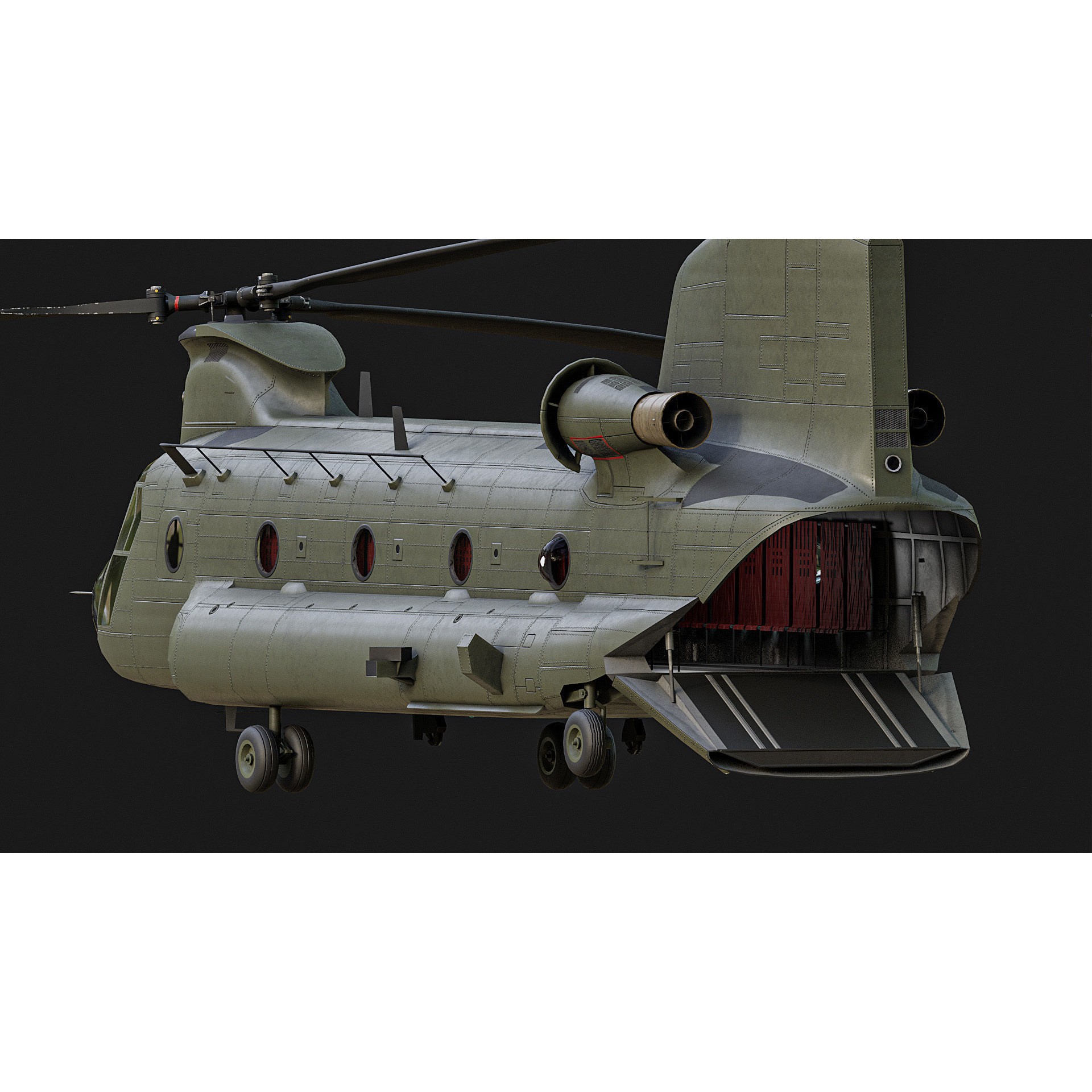 Chinook Helicopter - Low-Poly Game-Ready 3D Model - View 10