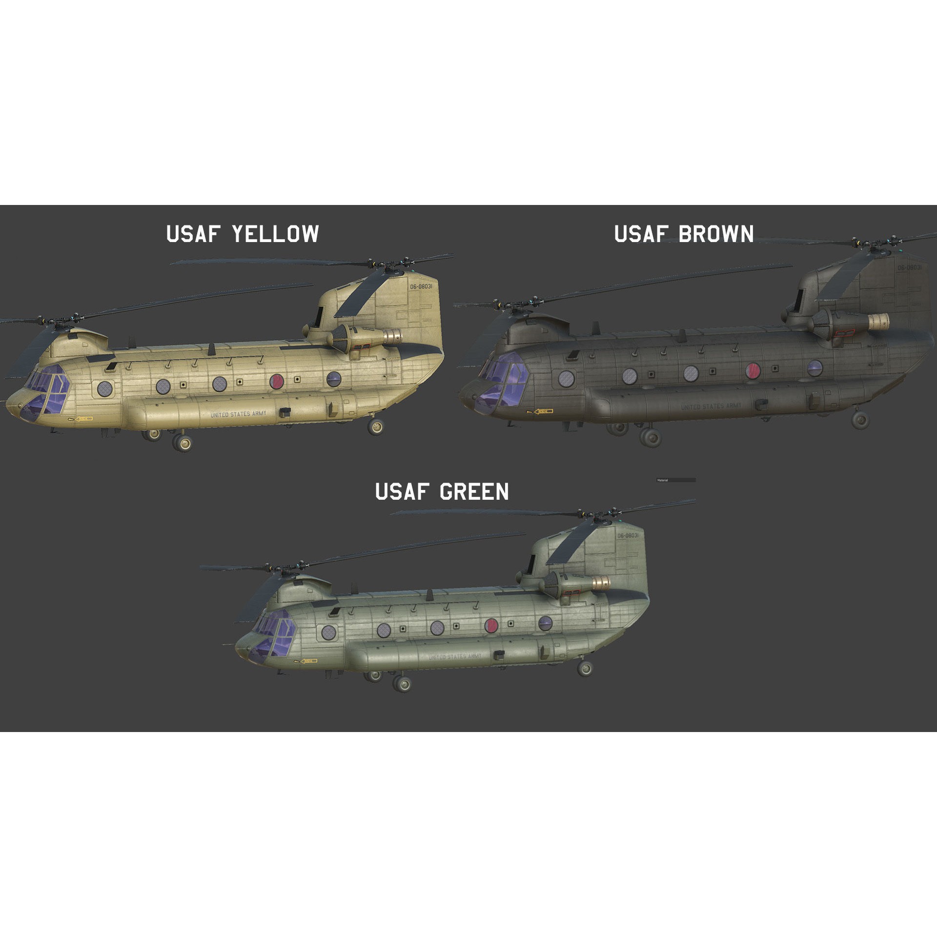 Chinook Helicopter - Low-Poly Game-Ready 3D Model - View 12