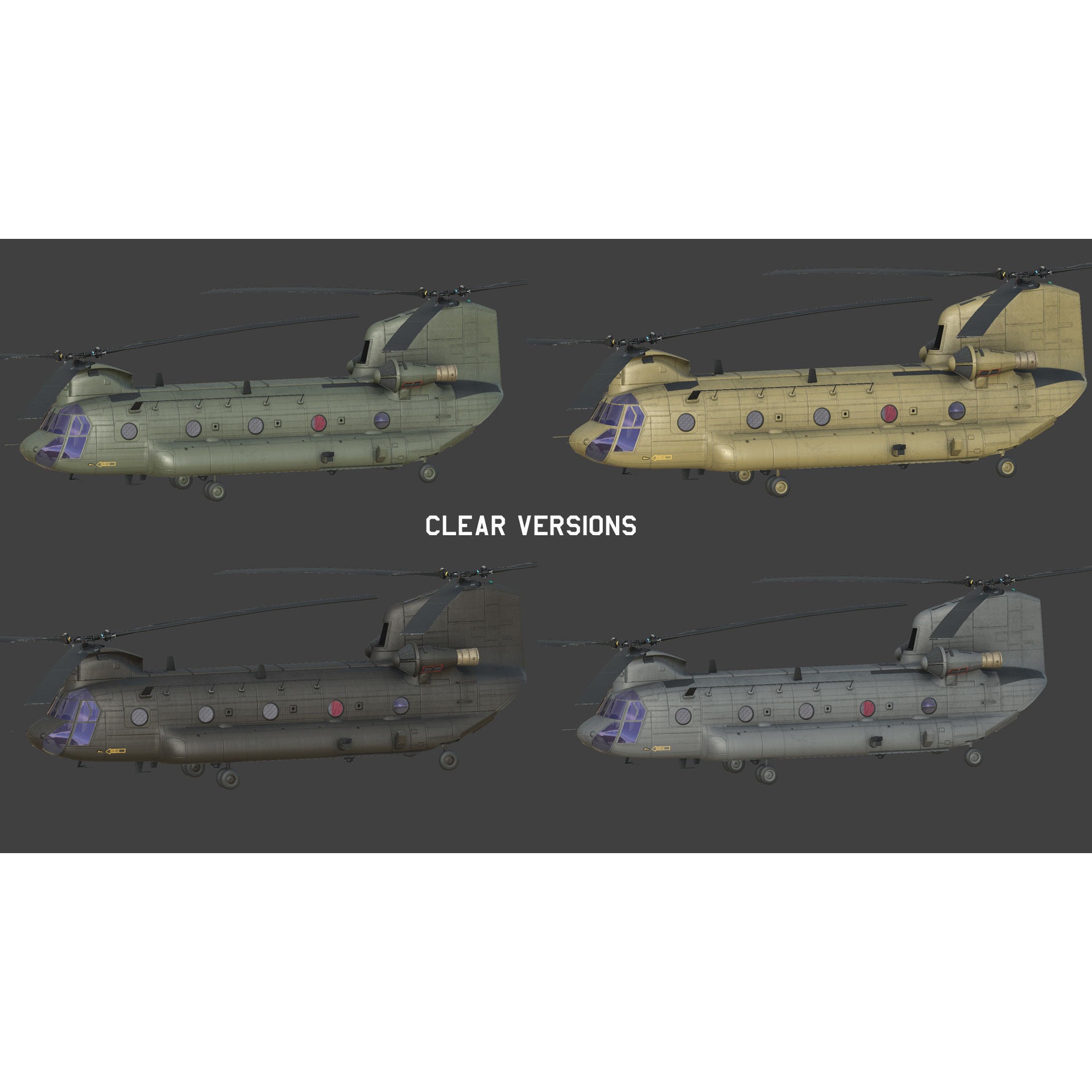 Chinook Helicopter - Low-Poly Game-Ready 3D Model - View 3