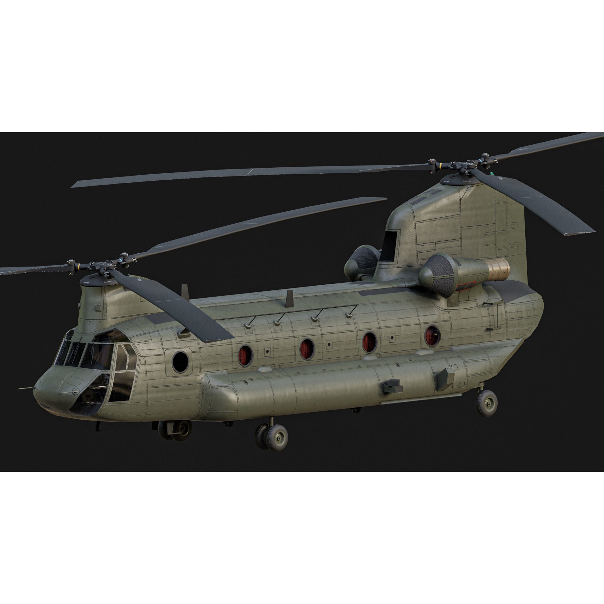 Chinook Helicopter - Low-Poly Game-Ready 3D Model - View 4