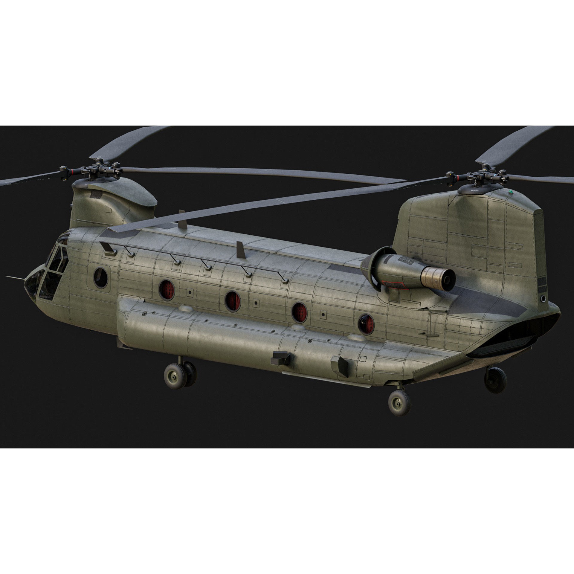 Chinook Helicopter - Low-Poly Game-Ready 3D Model - View 5
