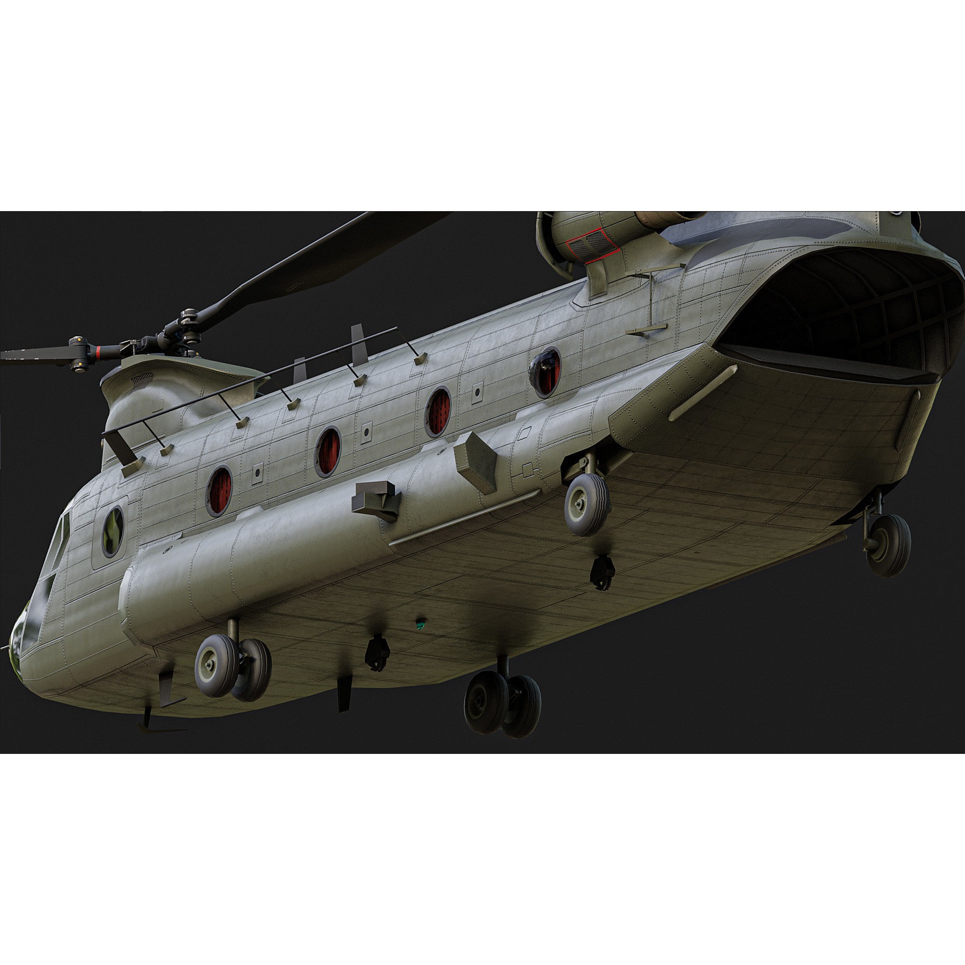 Chinook Helicopter - Low-Poly Game-Ready 3D Model - View 9