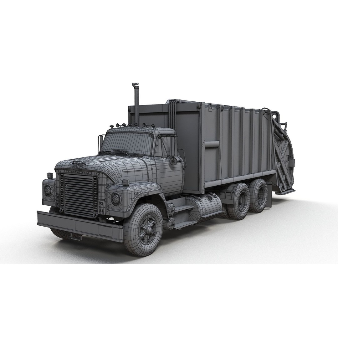 International Fleetstar Garbage Truck 3D Model – Low Poly Game Asset, FBX - View 12
