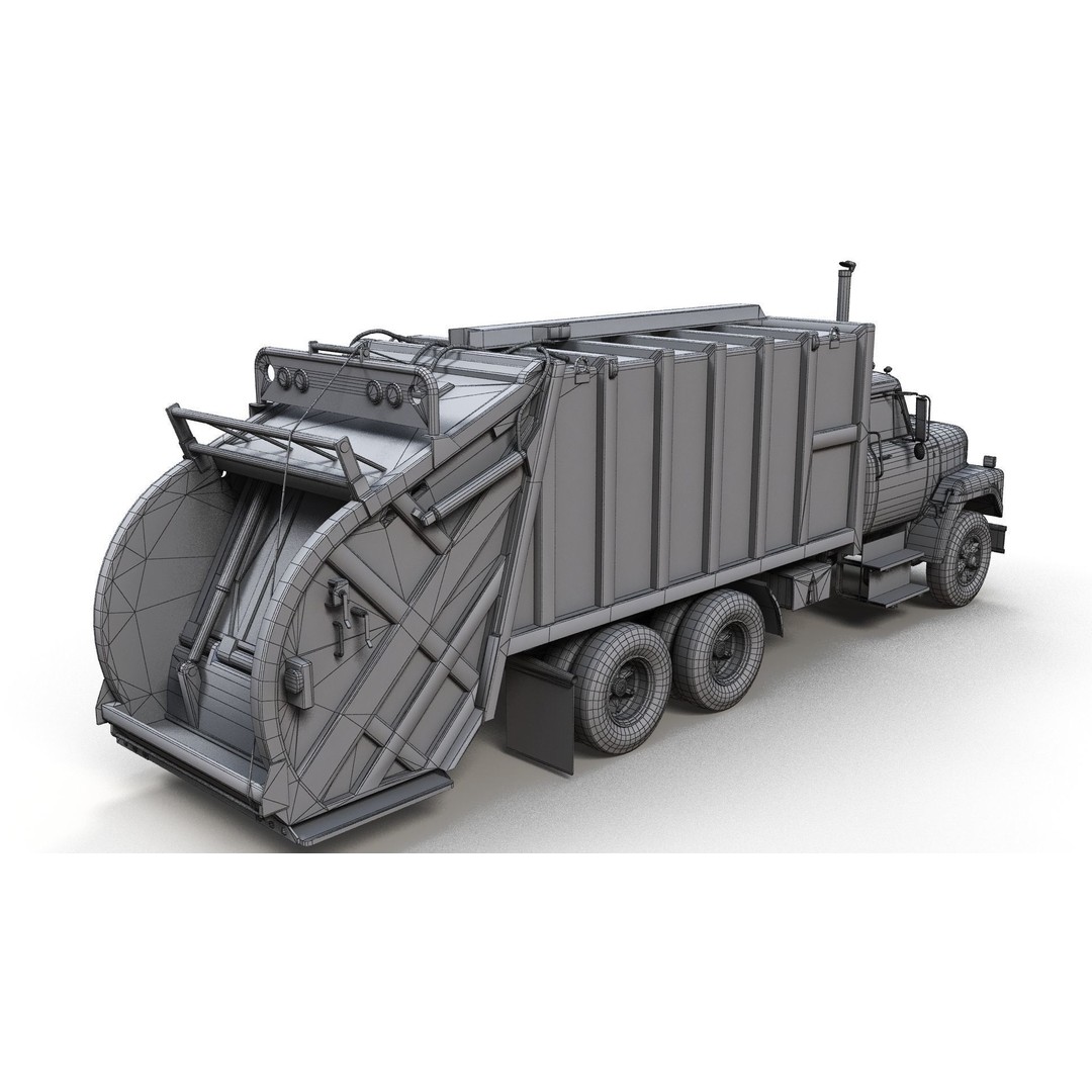 International Fleetstar Garbage Truck 3D Model – Low Poly Game Asset, FBX - View 13