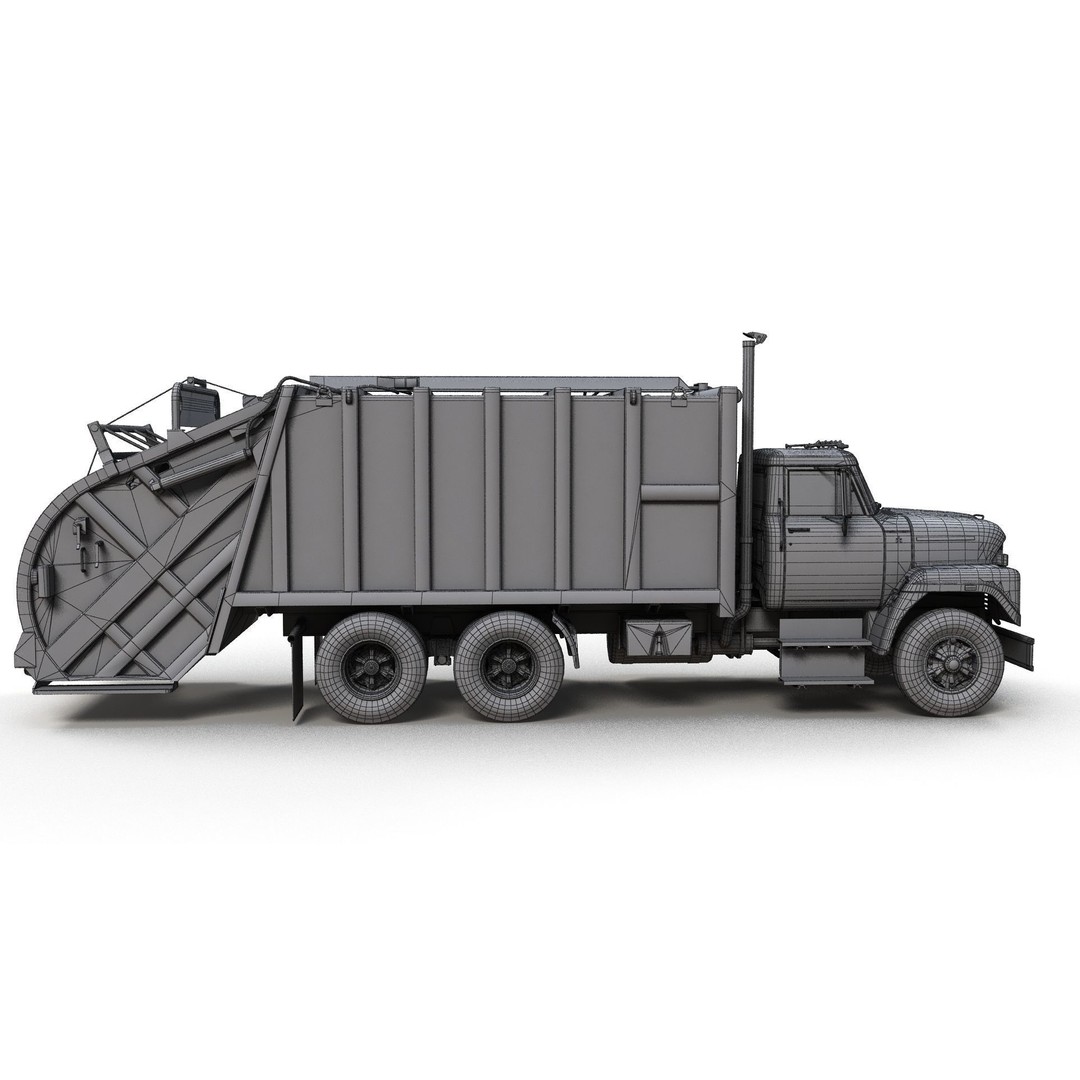 International Fleetstar Garbage Truck 3D Model – Low Poly Game Asset, FBX - View 14