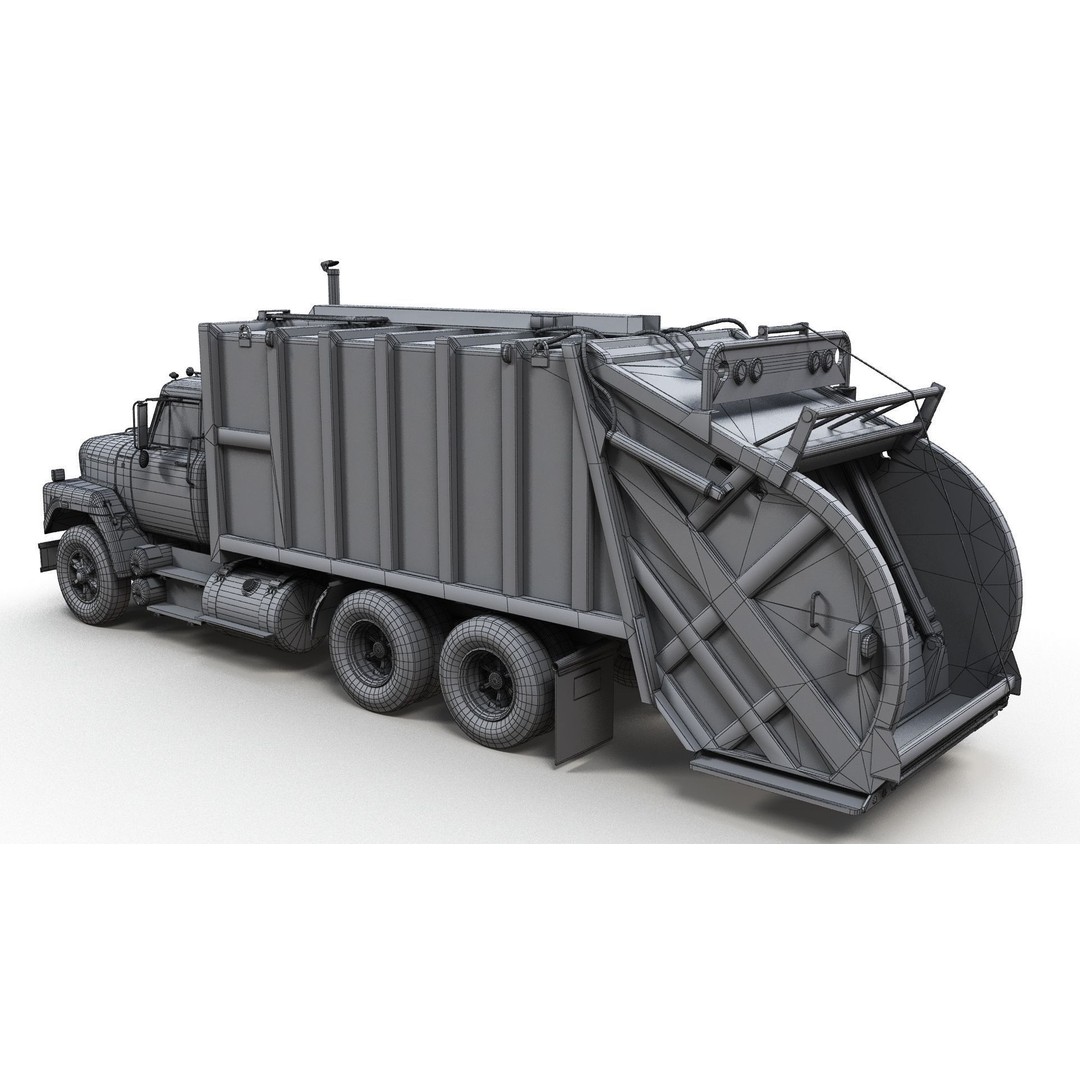 International Fleetstar Garbage Truck 3D Model – Low Poly Game Asset, FBX - View 15