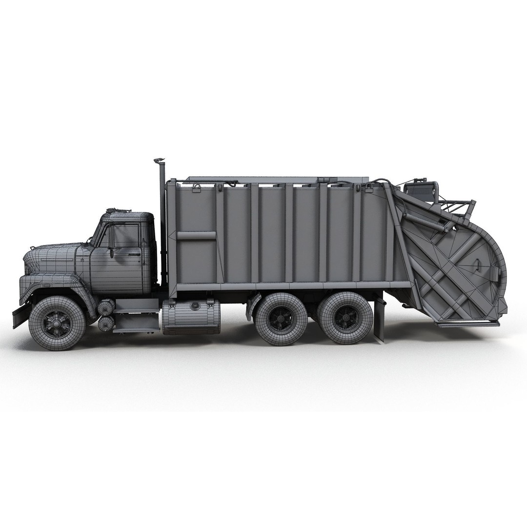 International Fleetstar Garbage Truck 3D Model – Low Poly Game Asset, FBX - View 16