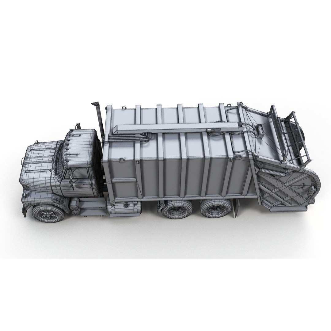 International Fleetstar Garbage Truck 3D Model – Low Poly Game Asset, FBX - View 19