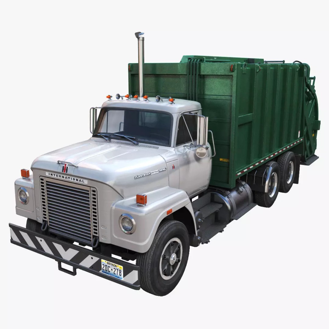 International Fleetstar Garbage Truck 3D Model – Low Poly Game Asset, FBX - View 2