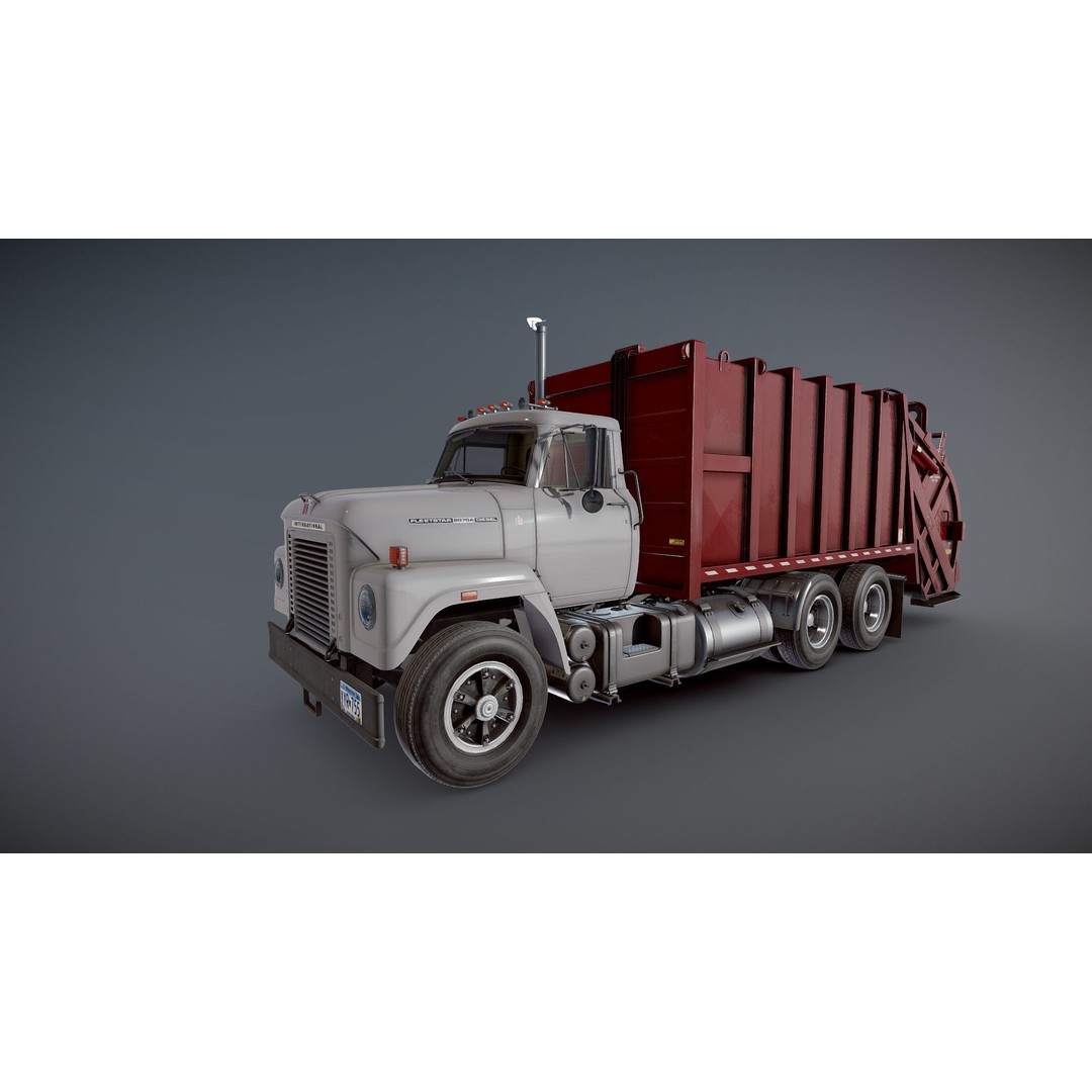 International Fleetstar Garbage Truck 3D Model – Low Poly Game Asset, FBX - View 20