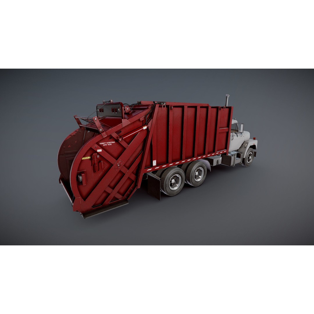 International Fleetstar Garbage Truck 3D Model – Low Poly Game Asset, FBX - View 21