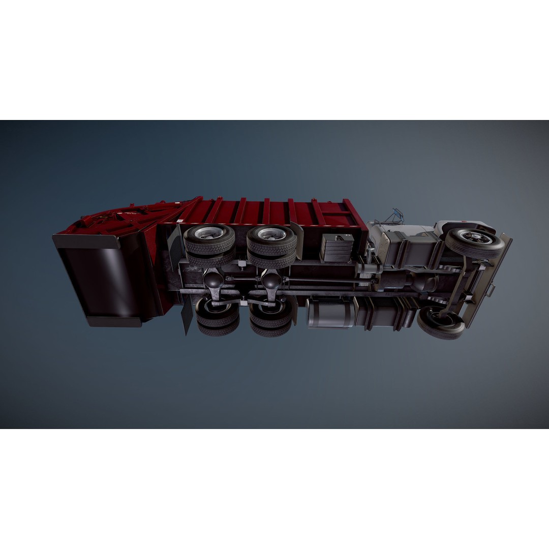 International Fleetstar Garbage Truck 3D Model – Low Poly Game Asset, FBX - View 27