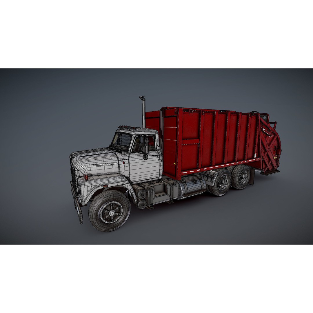International Fleetstar Garbage Truck 3D Model – Low Poly Game Asset, FBX - View 29