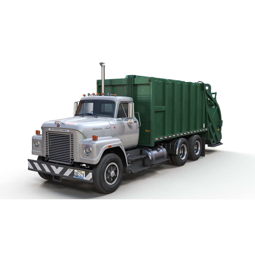 International Fleetstar Garbage Truck 3D Model – Low Poly Game Asset, FBX - View 3