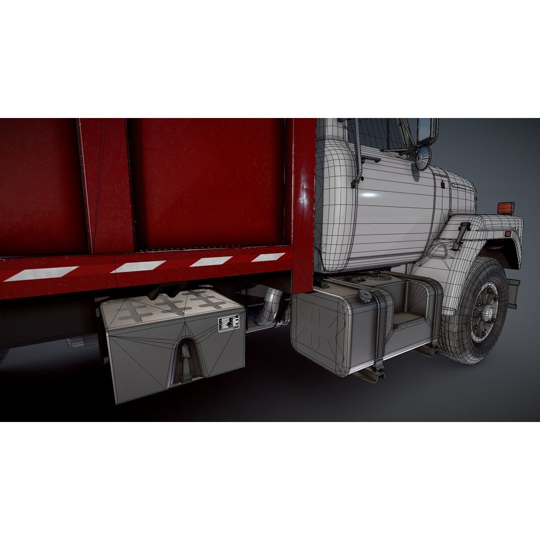 International Fleetstar Garbage Truck 3D Model – Low Poly Game Asset, FBX - View 32