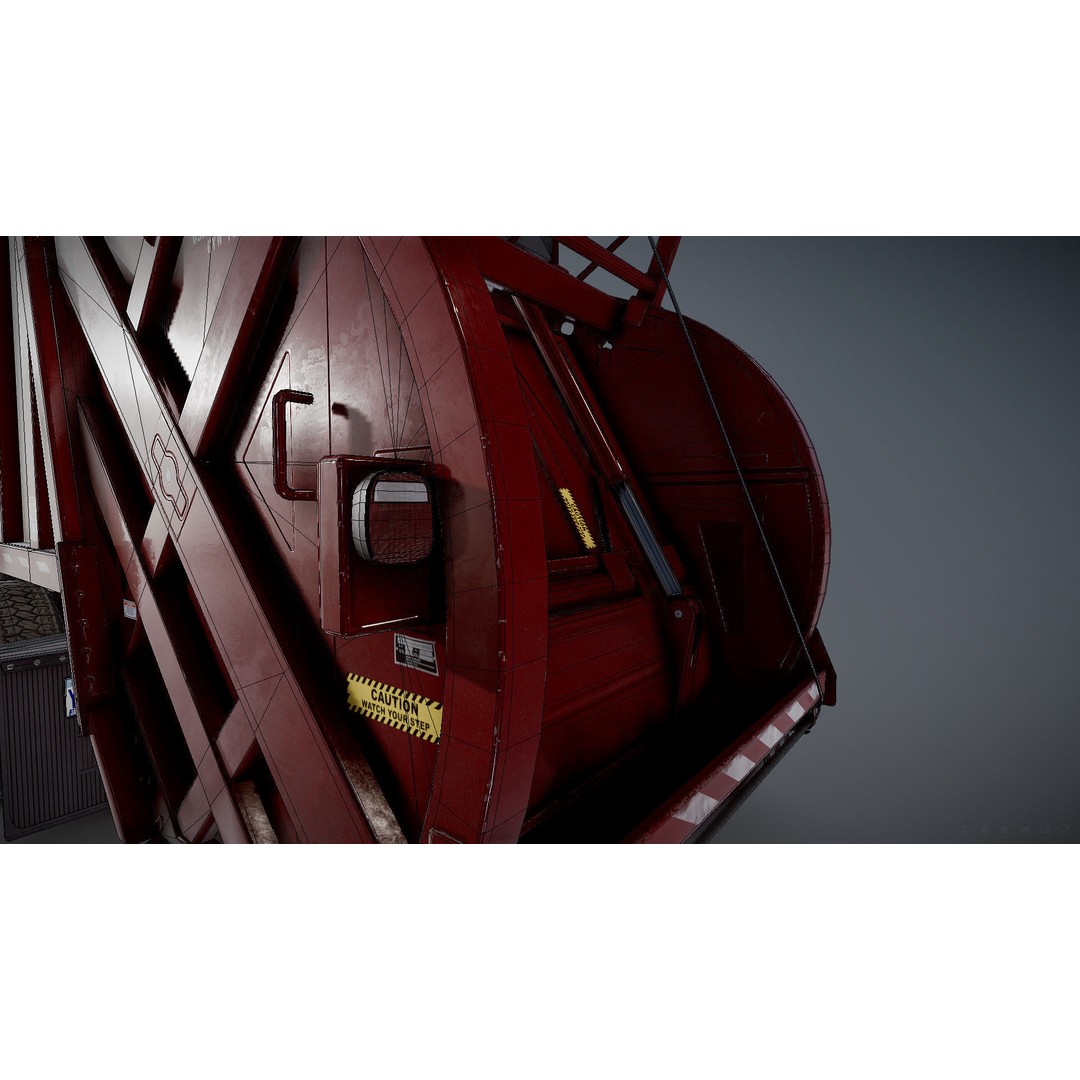 International Fleetstar Garbage Truck 3D Model – Low Poly Game Asset, FBX - View 34