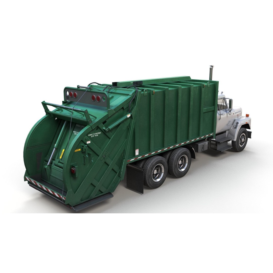 International Fleetstar Garbage Truck 3D Model – Low Poly Game Asset, FBX - View 4