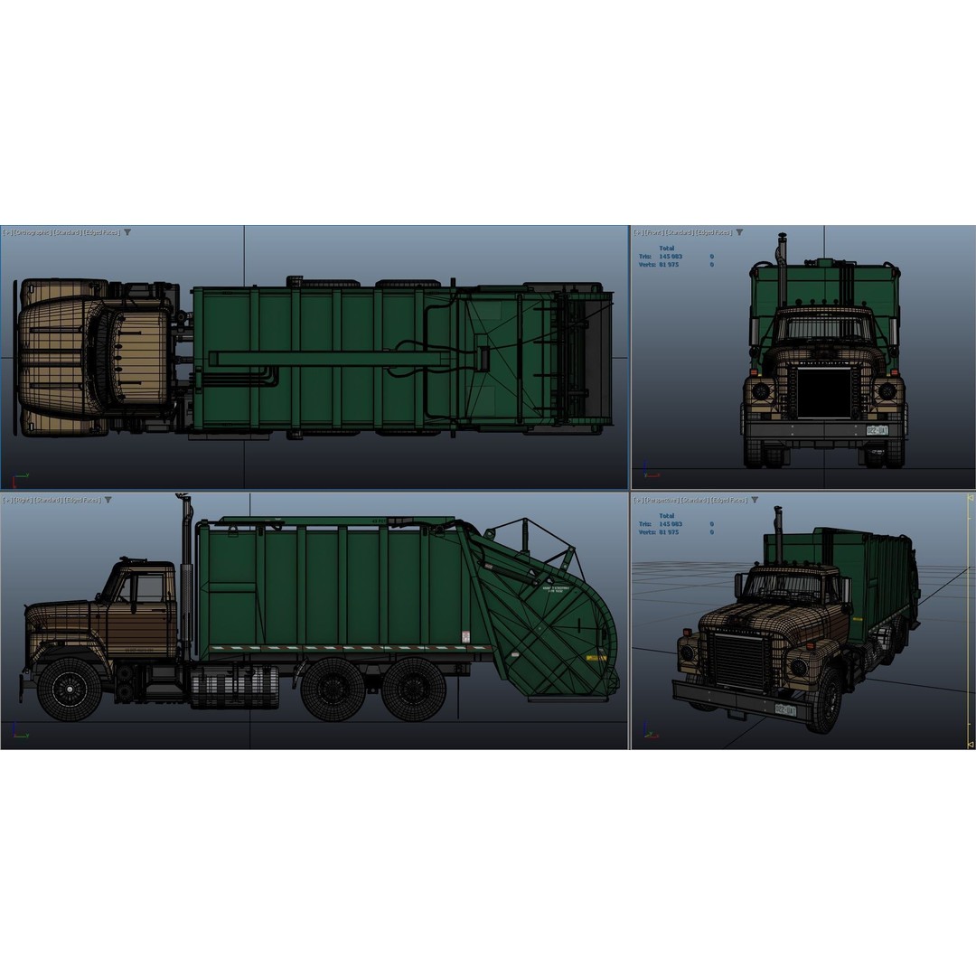 International Fleetstar Garbage Truck 3D Model – Low Poly Game Asset, FBX - View 41