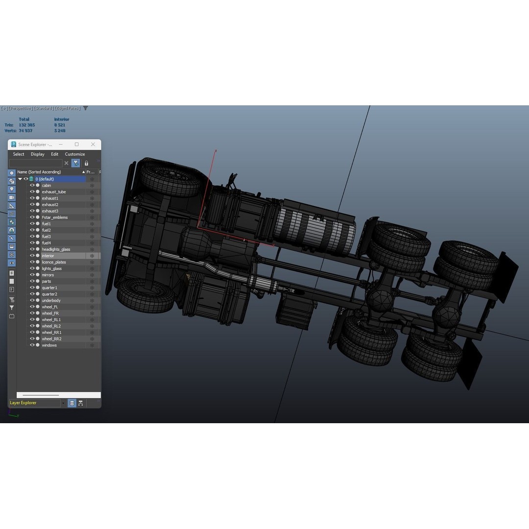 International Fleetstar Garbage Truck 3D Model – Low Poly Game Asset, FBX - View 46