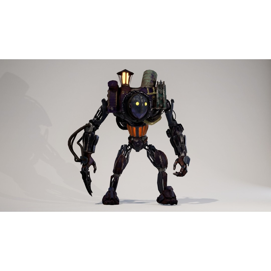 IndustrialMech02 3D Model – Low Poly Rigged Character, FBX, PBR - View 14