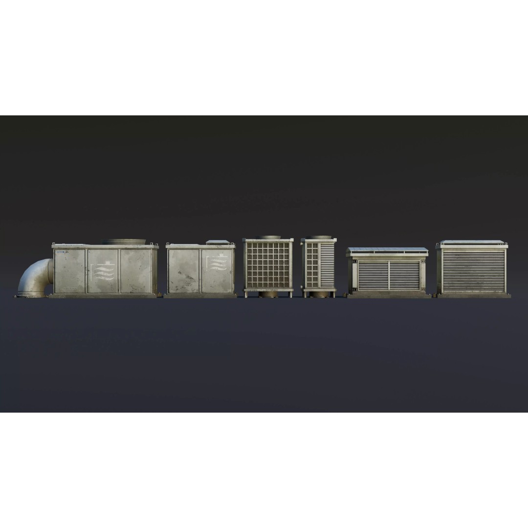 Large Roof Vents 3D Model – Industrial Style Low-Poly Game Asset, FBX