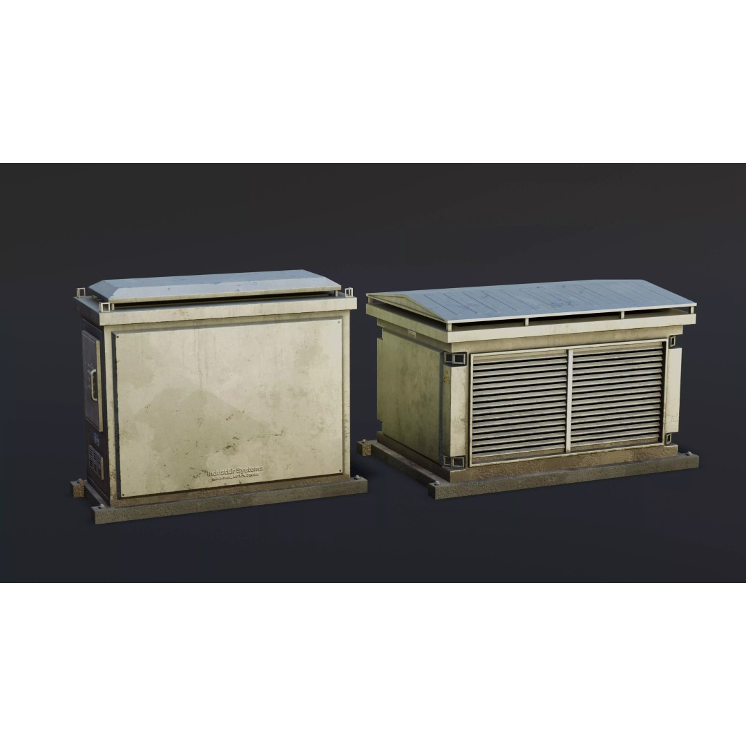 Large Roof Vents 3D Model – Industrial Style Low-Poly Game Asset, FBX - View 11