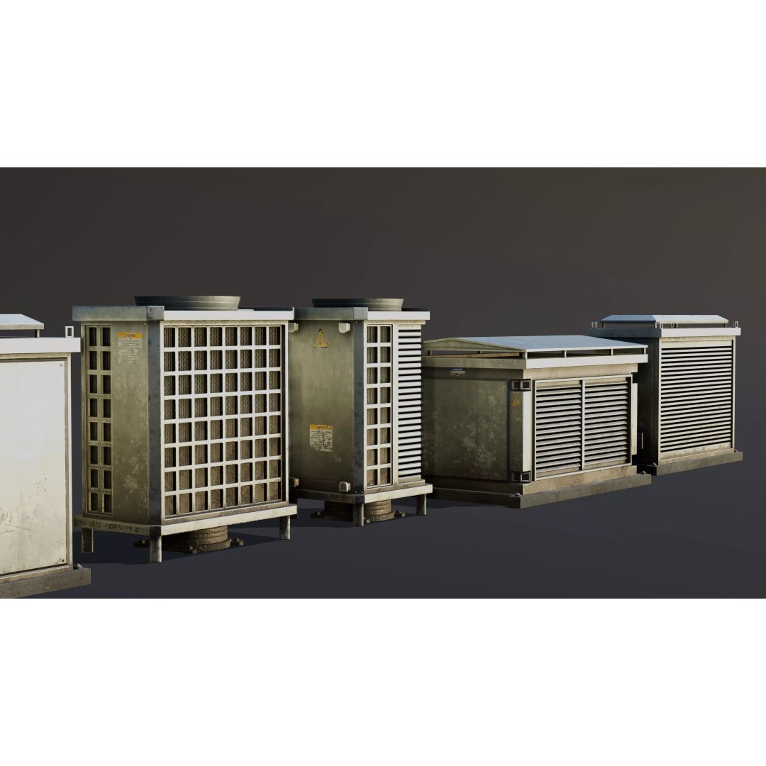 Large Roof Vents 3D Model – Industrial Style Low-Poly Game Asset, FBX - View 12