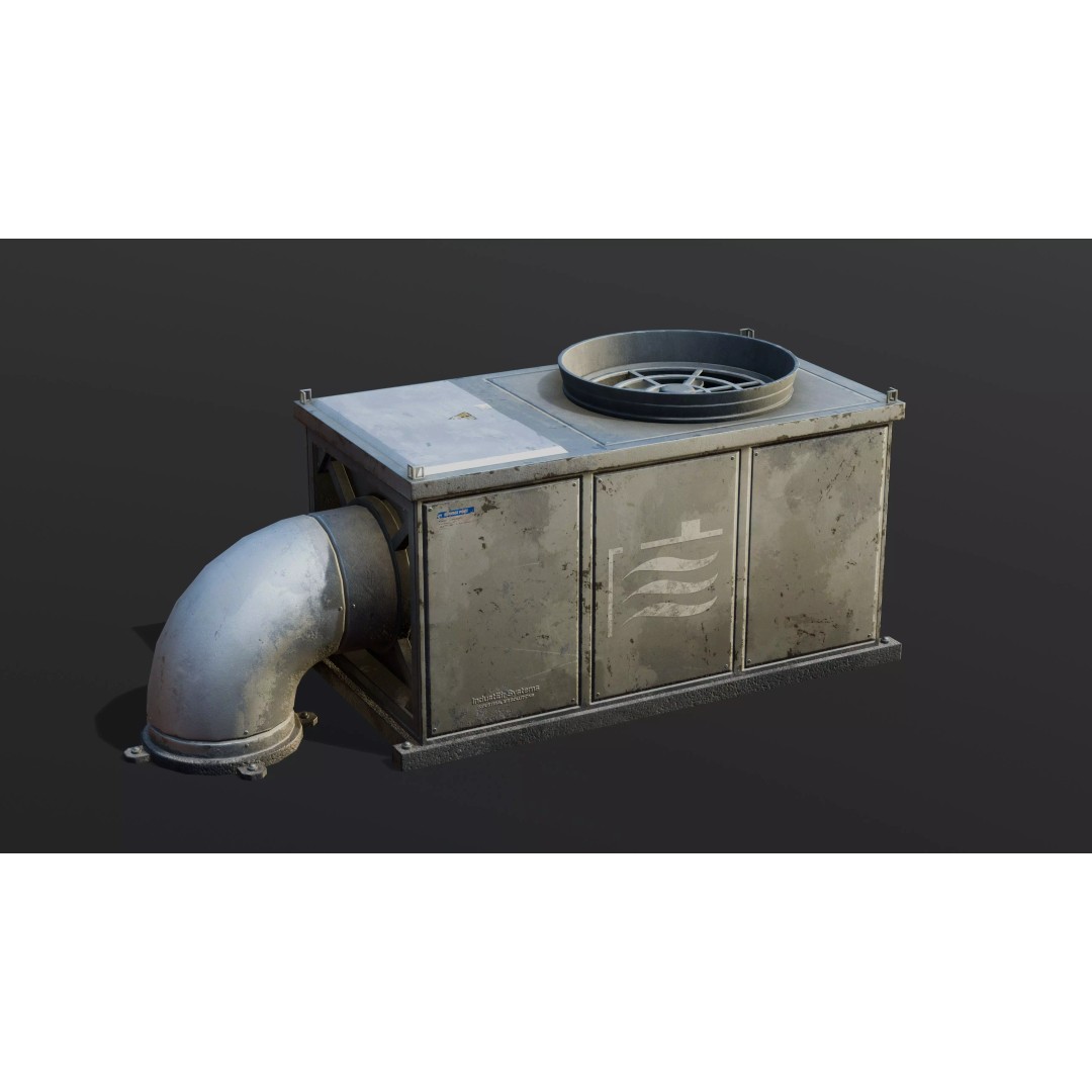 Large Roof Vents 3D Model – Industrial Style Low-Poly Game Asset, FBX - View 6
