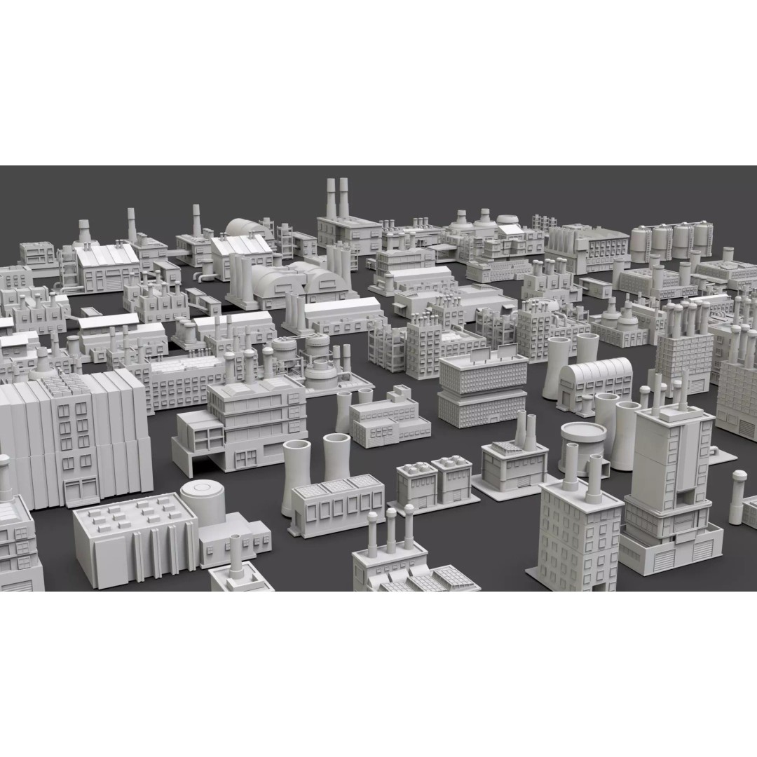 City Buildings 3D Model – Low Poly Game Asset Pack, FBX, OBJ - View 17