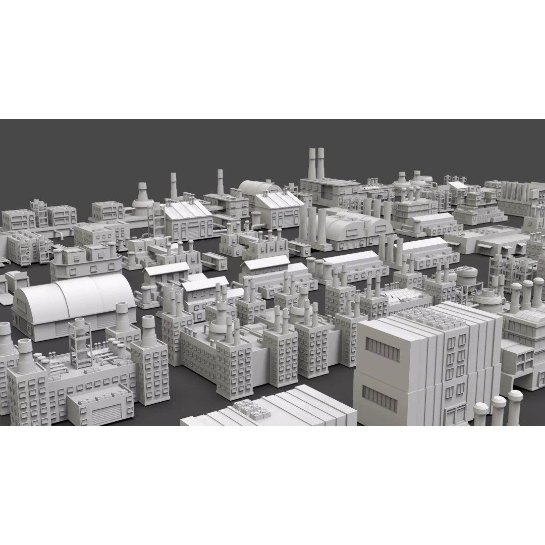 City Buildings 3D Model – Low Poly Game Asset Pack, FBX, OBJ - View 19