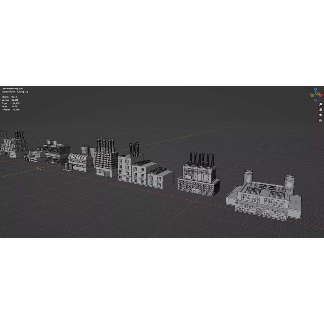 City Buildings 3D Model – Low Poly Game Asset Pack, FBX, OBJ - View 31