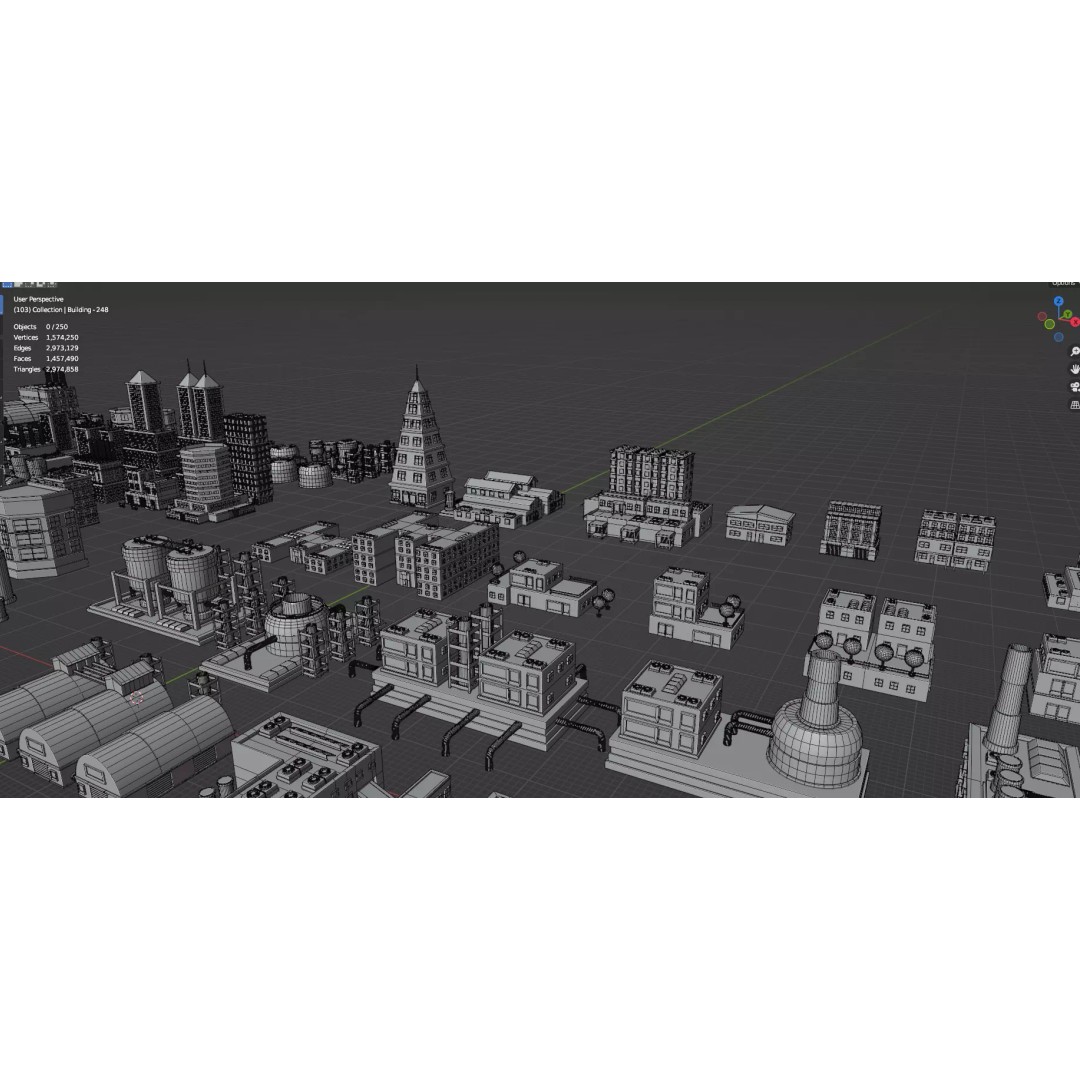 City Buildings 3D Model – Low Poly Game Asset Pack, FBX, OBJ - View 33