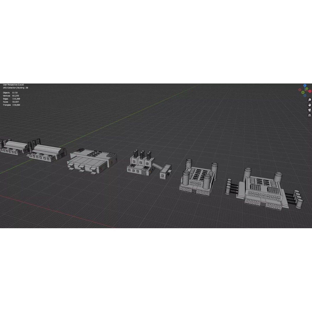 City Buildings 3D Model – Low Poly Game Asset Pack, FBX, OBJ - View 35