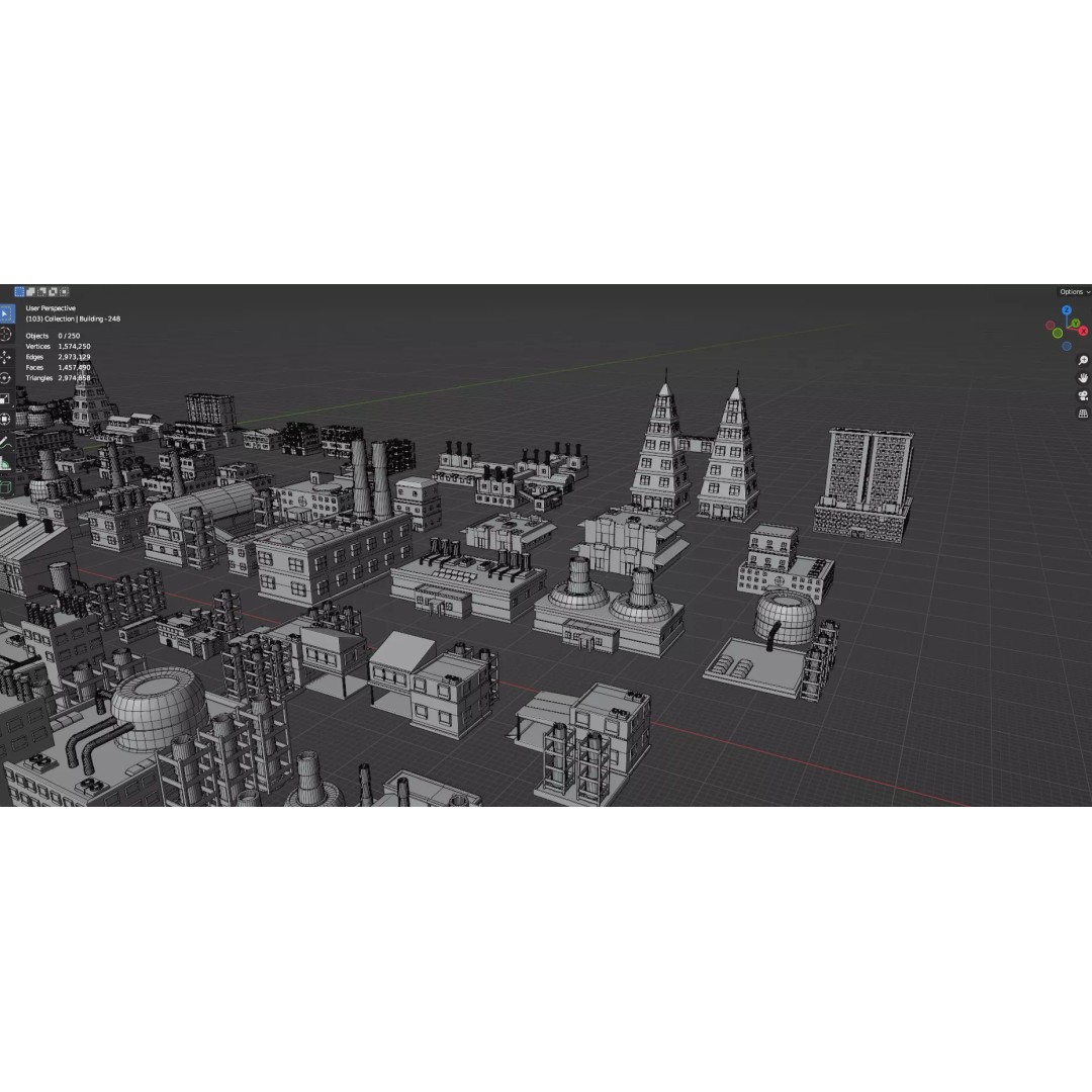 City Buildings 3D Model – Low Poly Game Asset Pack, FBX, OBJ - View 36