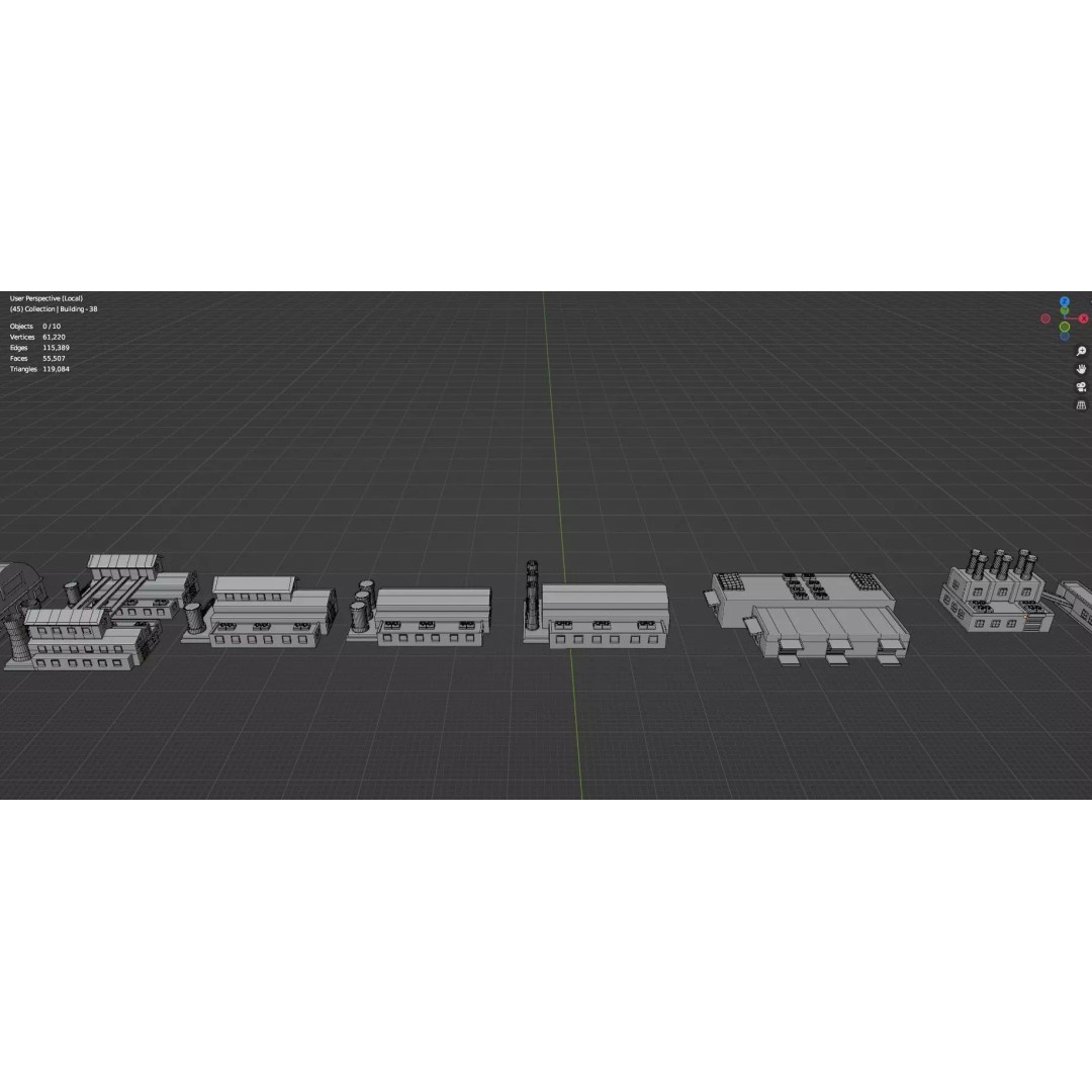 City Buildings 3D Model – Low Poly Game Asset Pack, FBX, OBJ - View 37
