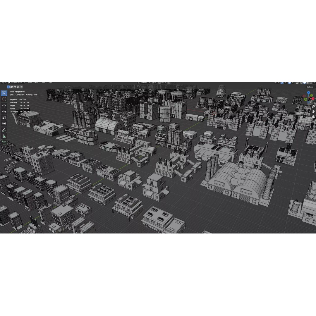 City Buildings 3D Model – Low Poly Game Asset Pack, FBX, OBJ - View 39