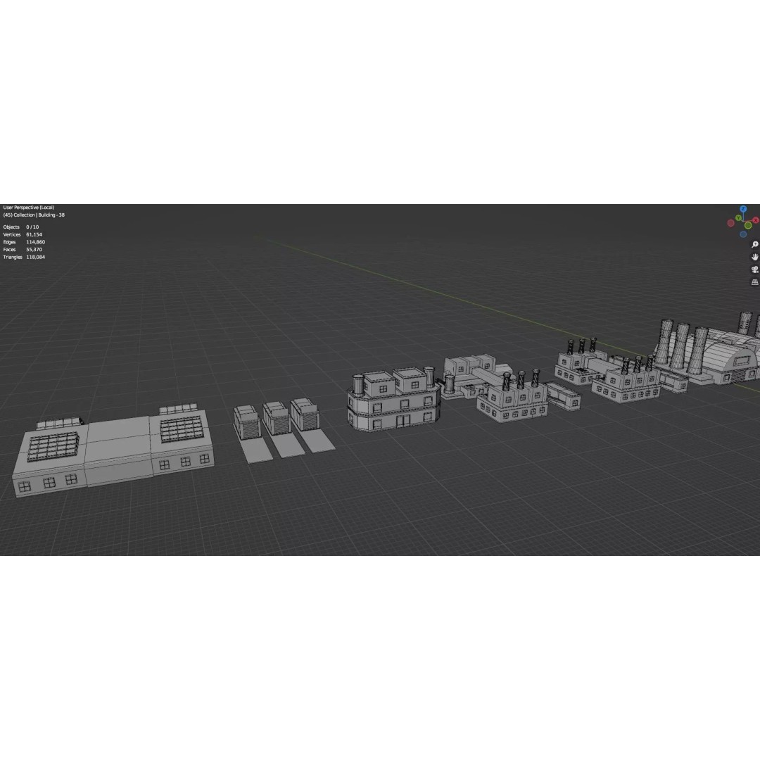City Buildings 3D Model – Low Poly Game Asset Pack, FBX, OBJ - View 41