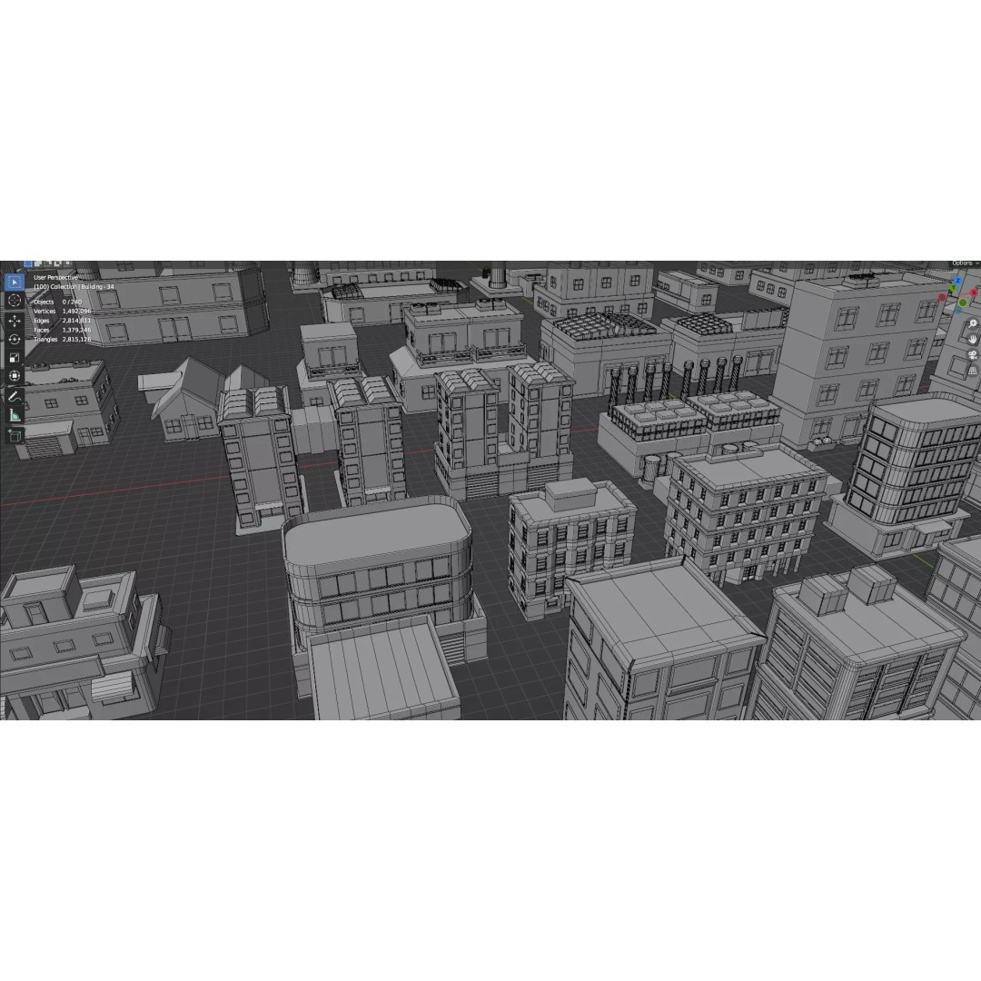 City Buildings 3D Model – Low Poly Game Asset Pack, FBX, OBJ - View 43