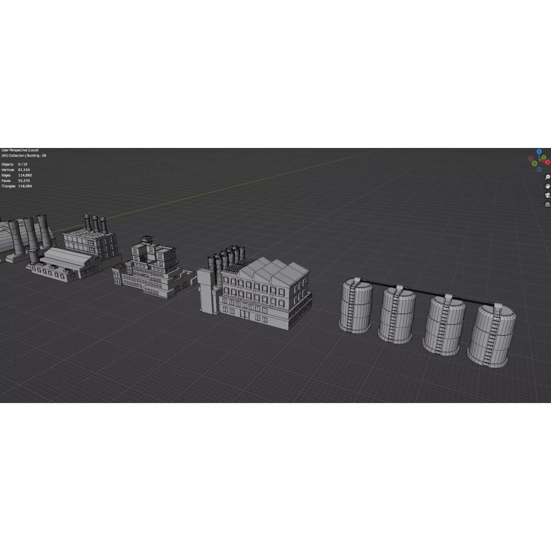 City Buildings 3D Model – Low Poly Game Asset Pack, FBX, OBJ - View 44