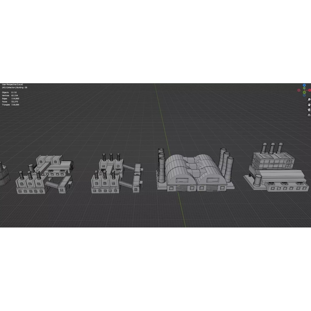 City Buildings 3D Model – Low Poly Game Asset Pack, FBX, OBJ - View 46