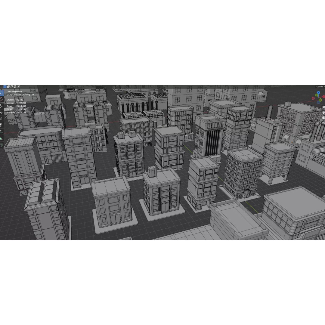 City Buildings 3D Model – Low Poly Game Asset Pack, FBX, OBJ - View 48