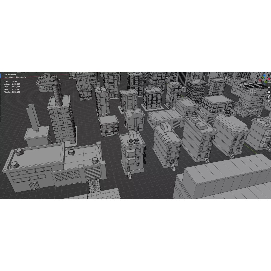 City Buildings 3D Model – Low Poly Game Asset Pack, FBX, OBJ - View 49