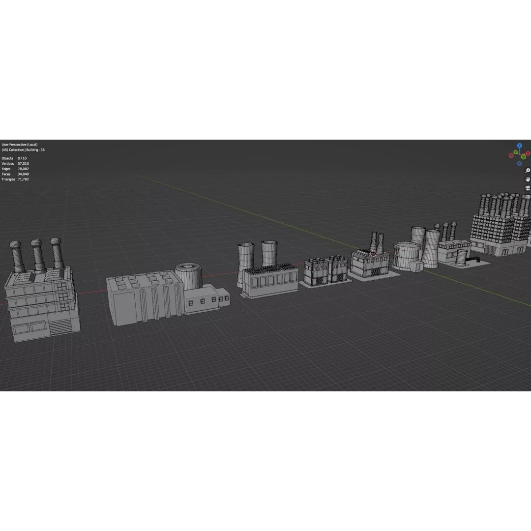 City Buildings 3D Model – Low Poly Game Asset Pack, FBX, OBJ - View 50