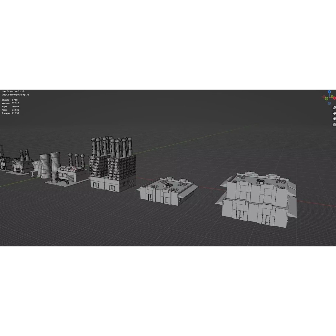 City Buildings 3D Model – Low Poly Game Asset Pack, FBX, OBJ - View 51