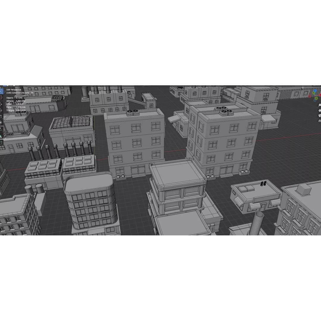 City Buildings 3D Model – Low Poly Game Asset Pack, FBX, OBJ - View 52