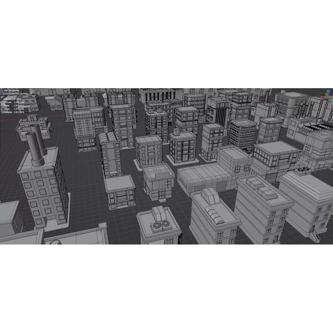 City Buildings 3D Model – Low Poly Game Asset Pack, FBX, OBJ - View 53
