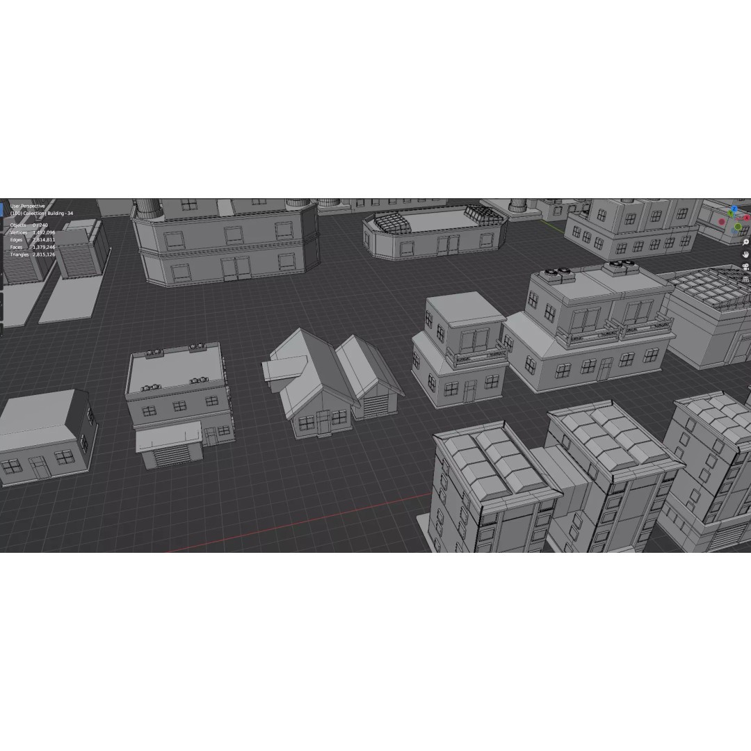 City Buildings 3D Model – Low Poly Game Asset Pack, FBX, OBJ - View 56