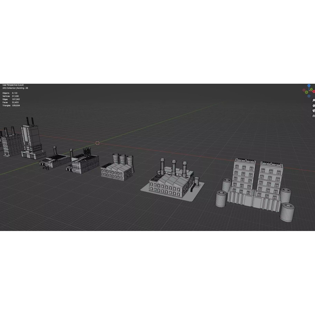 City Buildings 3D Model – Low Poly Game Asset Pack, FBX, OBJ - View 60