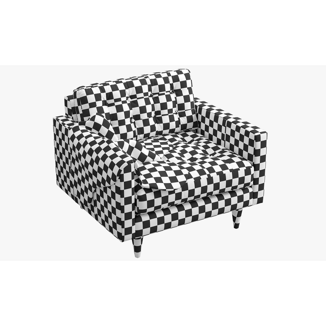Joybird Eliot Leather Chair 3D Model – Tufted Modern Design, FBX, OBJ