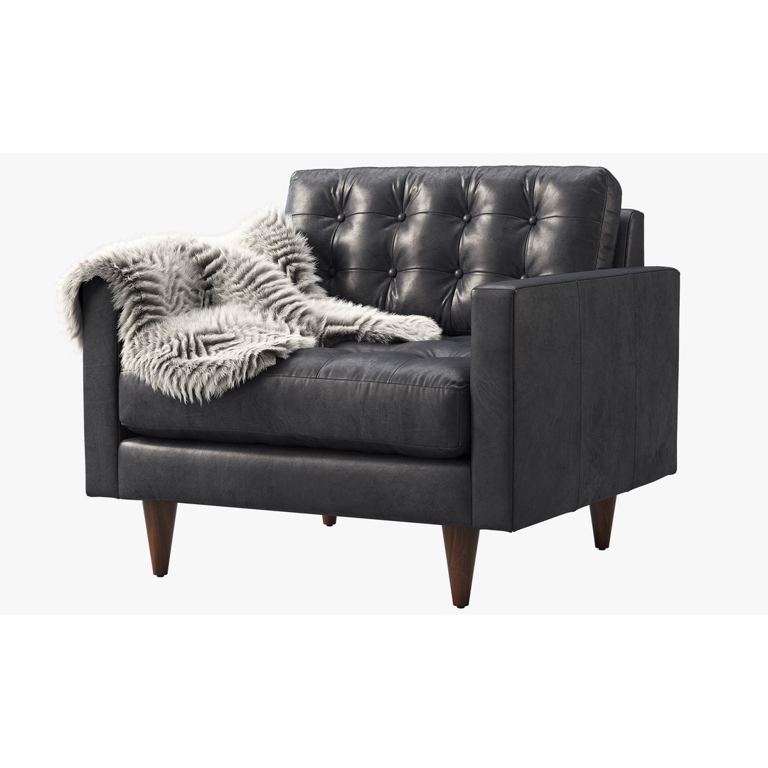 Joybird Eliot Leather Chair 3D Model – Tufted Modern Design, FBX, OBJ - View 11